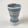Japanese Porcelain Sake Cup Vtg Rappa Ochoko Guinomi Blue Red Green Stripe G158