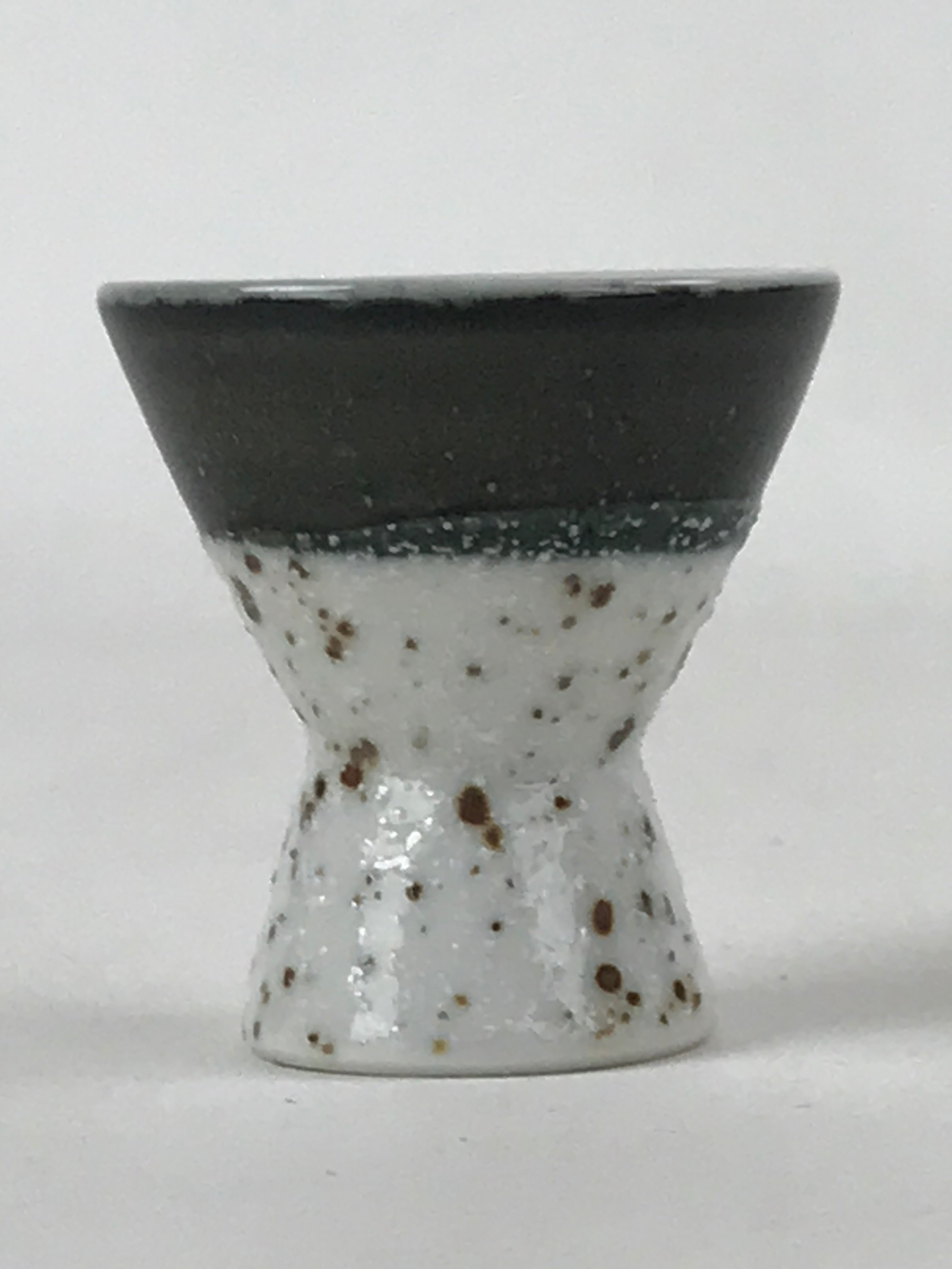 Japanese Porcelain Sake Cup Vtg Rappa Ochoko Guinomi Green Brown Speckle G119