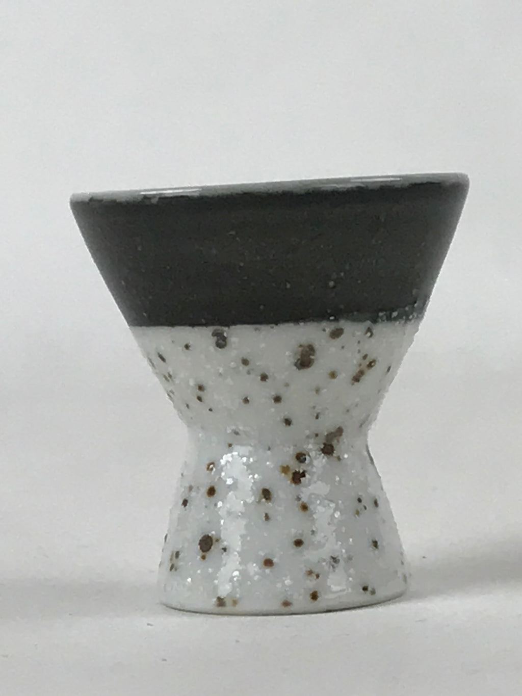 Japanese Porcelain Sake Cup Vtg Rappa Ochoko Guinomi Green Brown Speckle G119