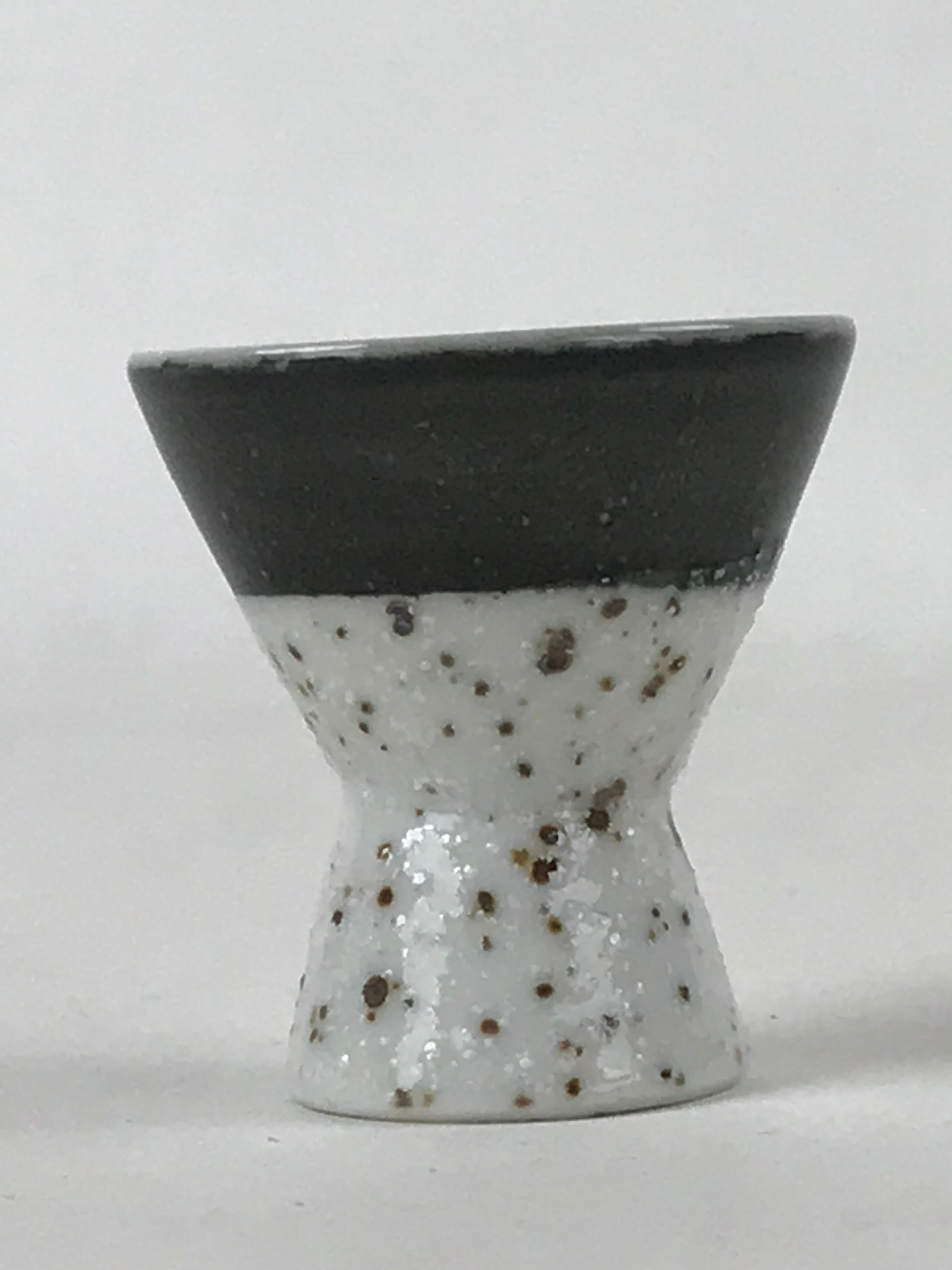 Japanese Porcelain Sake Cup Vtg Rappa Ochoko Guinomi Green Brown Speckle G119