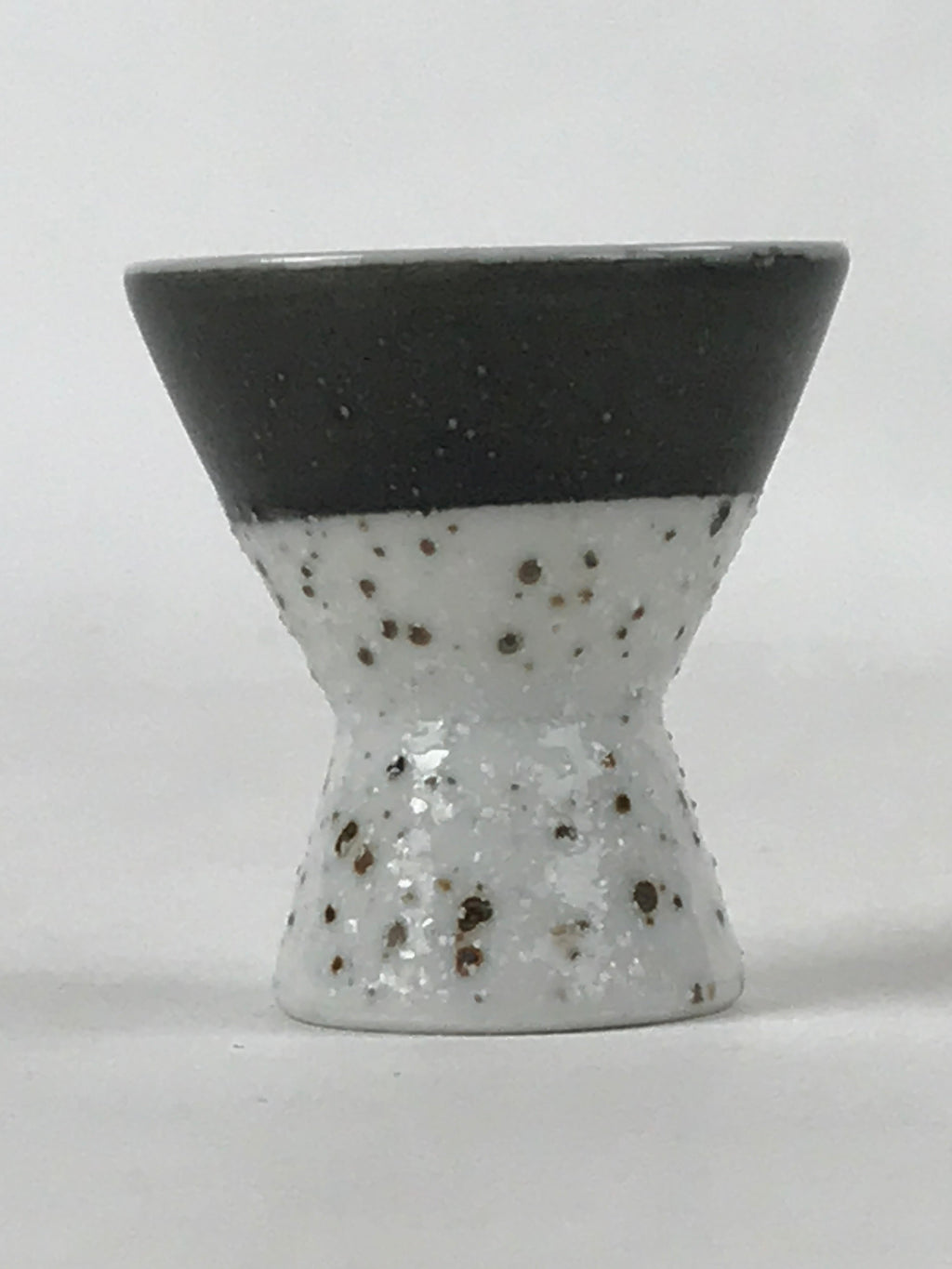 Japanese Porcelain Sake Cup Vtg Rappa Ochoko Guinomi Green Brown Speckle G119