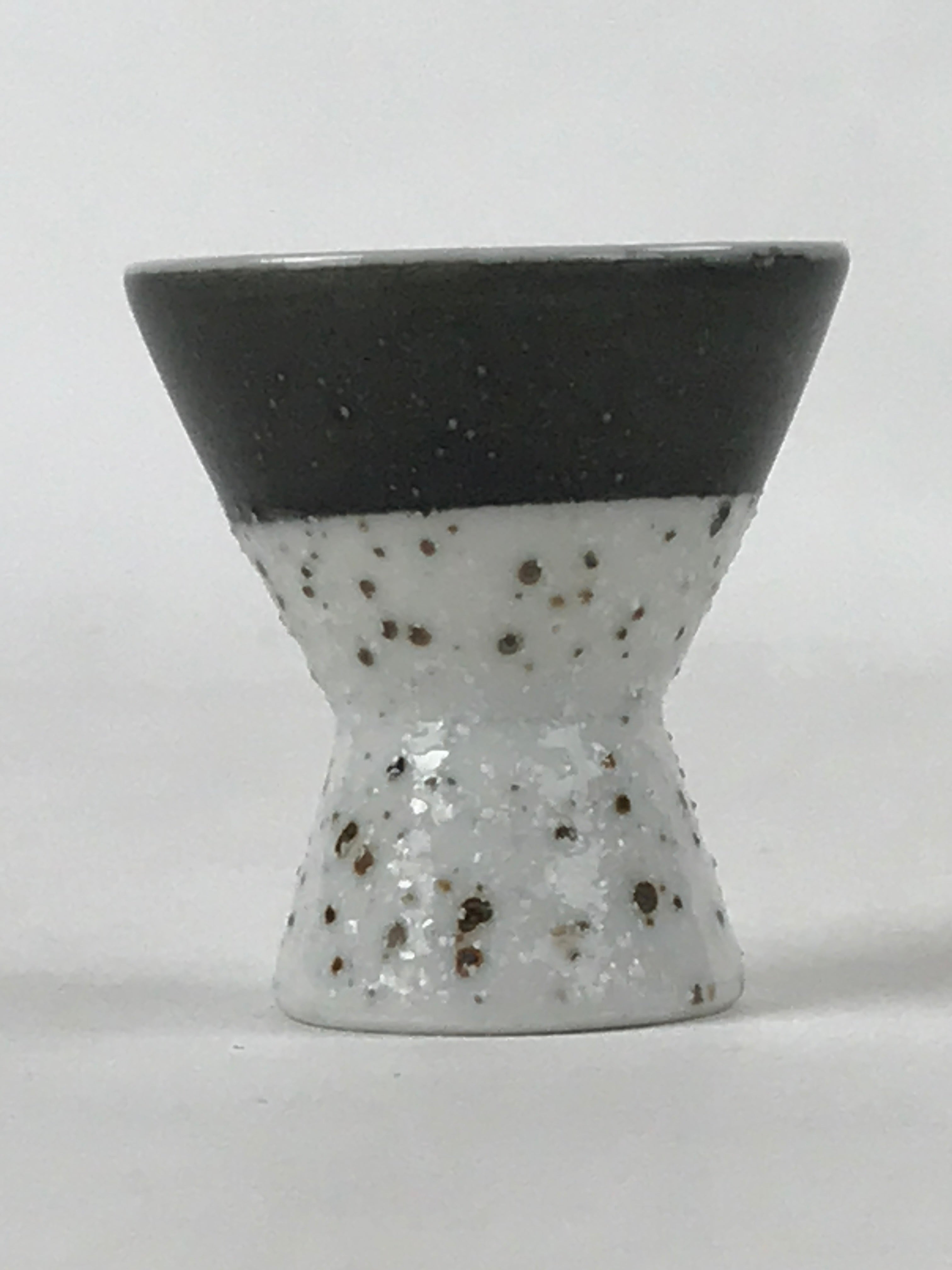 Japanese Porcelain Sake Cup Vtg Rappa Ochoko Guinomi Green Brown Speckle G119