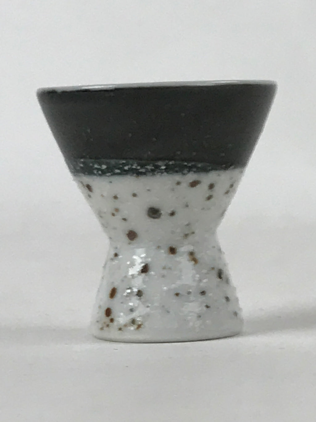 Japanese Porcelain Sake Cup Vtg Rappa Ochoko Guinomi Green Brown Speckle G119