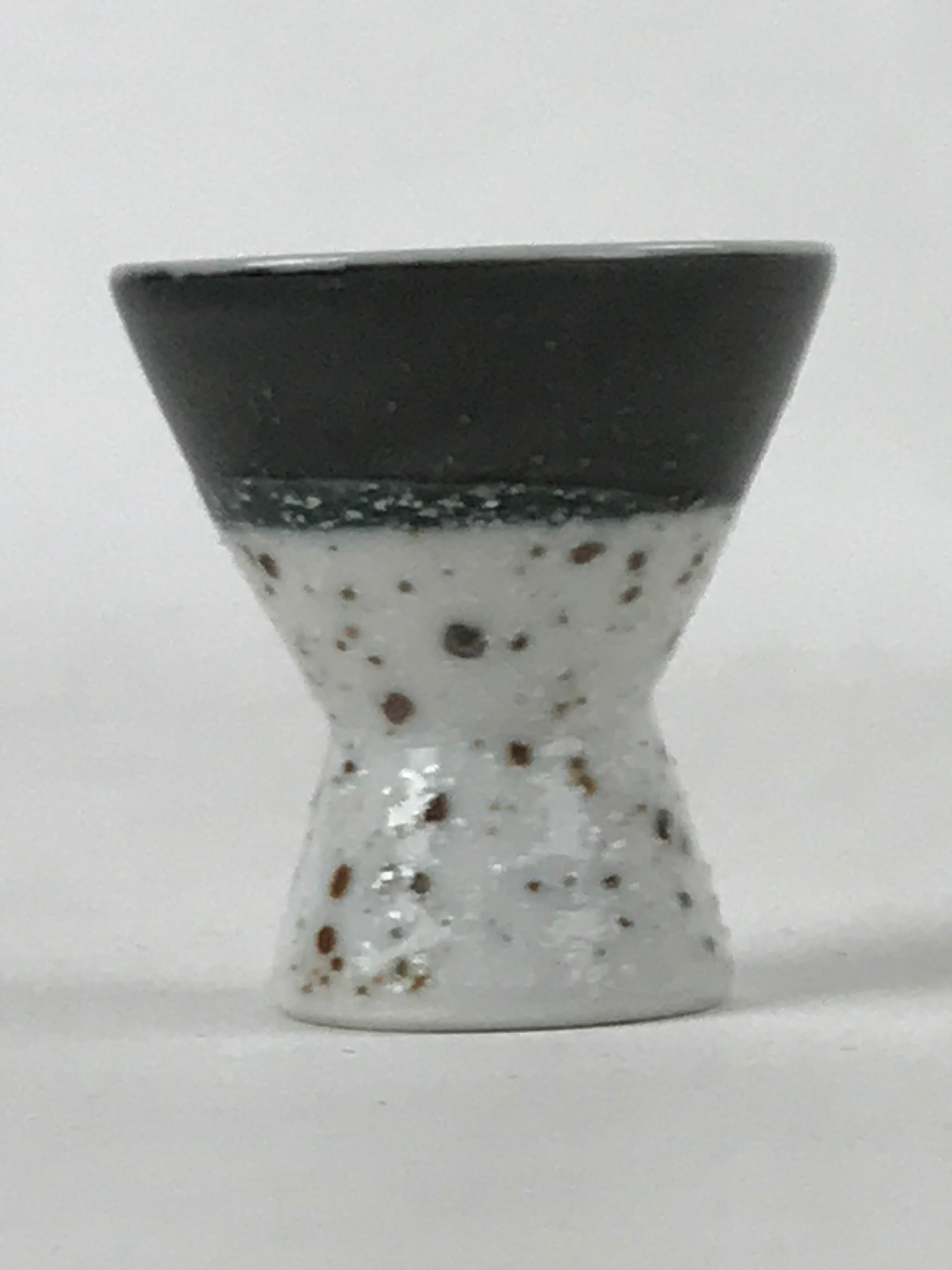 Japanese Porcelain Sake Cup Vtg Rappa Ochoko Guinomi Green Brown Speckle G119