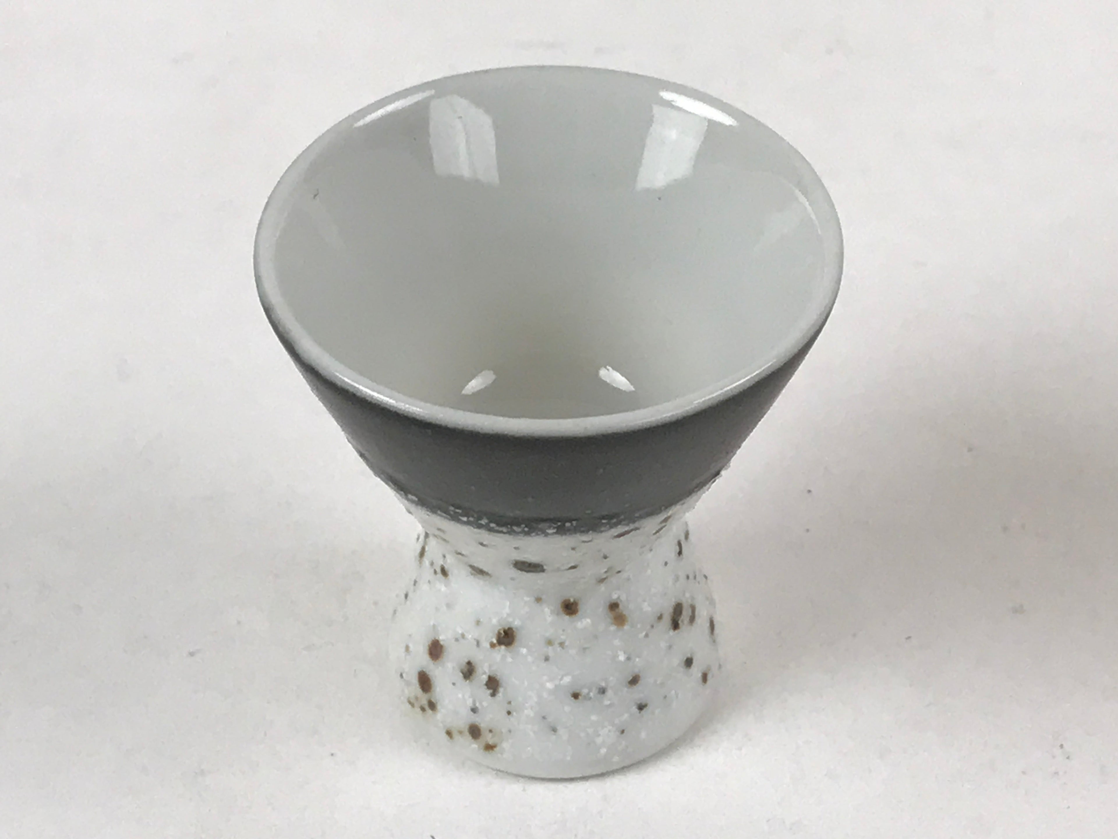 Japanese Porcelain Sake Cup Vtg Rappa Ochoko Guinomi Green Brown Speckle G119