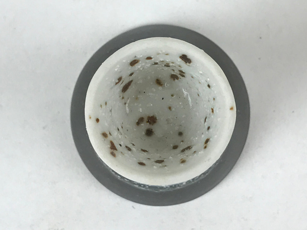 Japanese Porcelain Sake Cup Vtg Rappa Ochoko Guinomi Green Brown Speckle G119