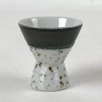 Japanese Porcelain Sake Cup Vtg Rappa Ochoko Guinomi Green Brown Speckle G119