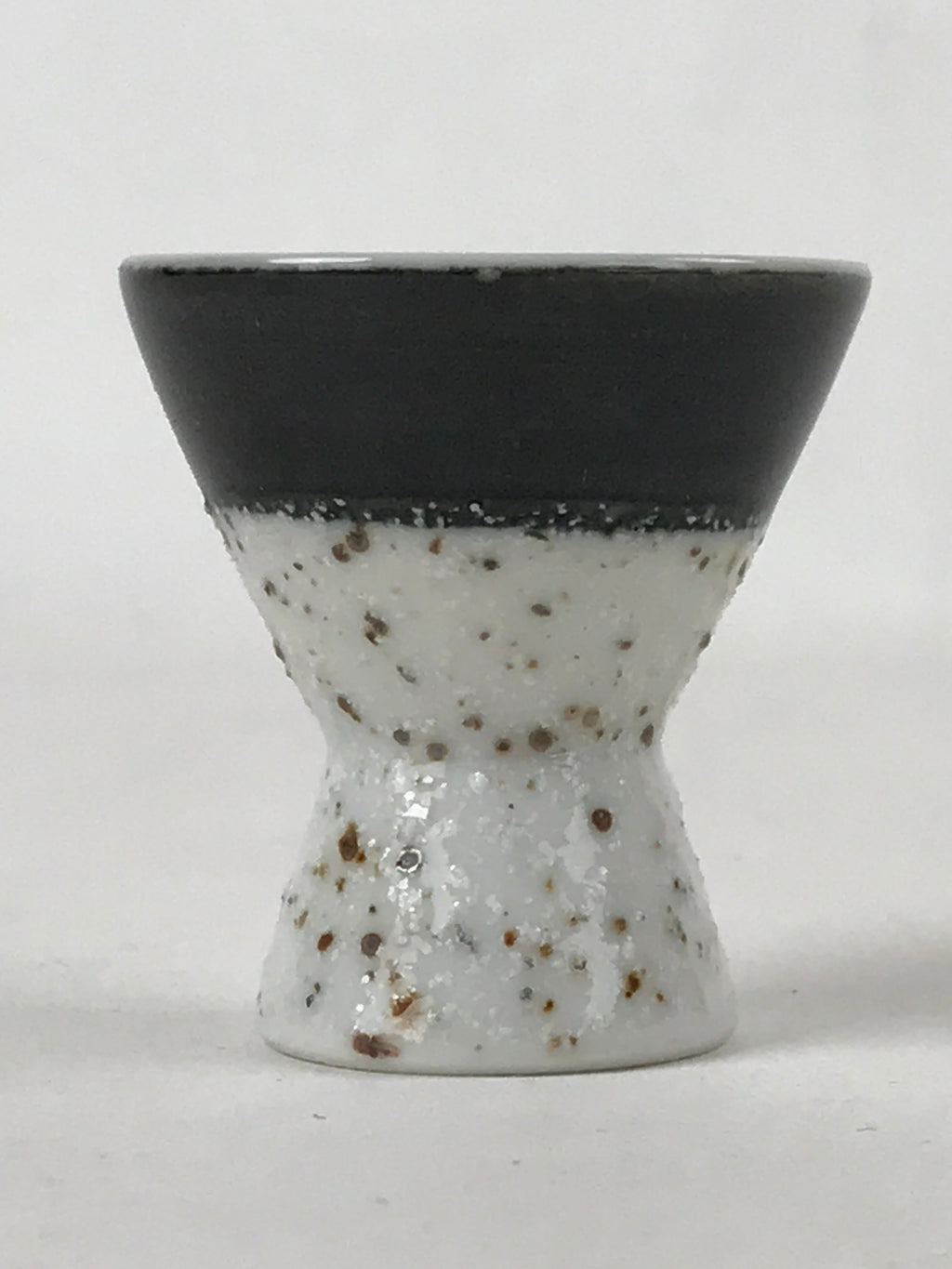 Japanese Porcelain Sake Cup Vtg Rappa Ochoko Guinomi Green Brown Speckle G120