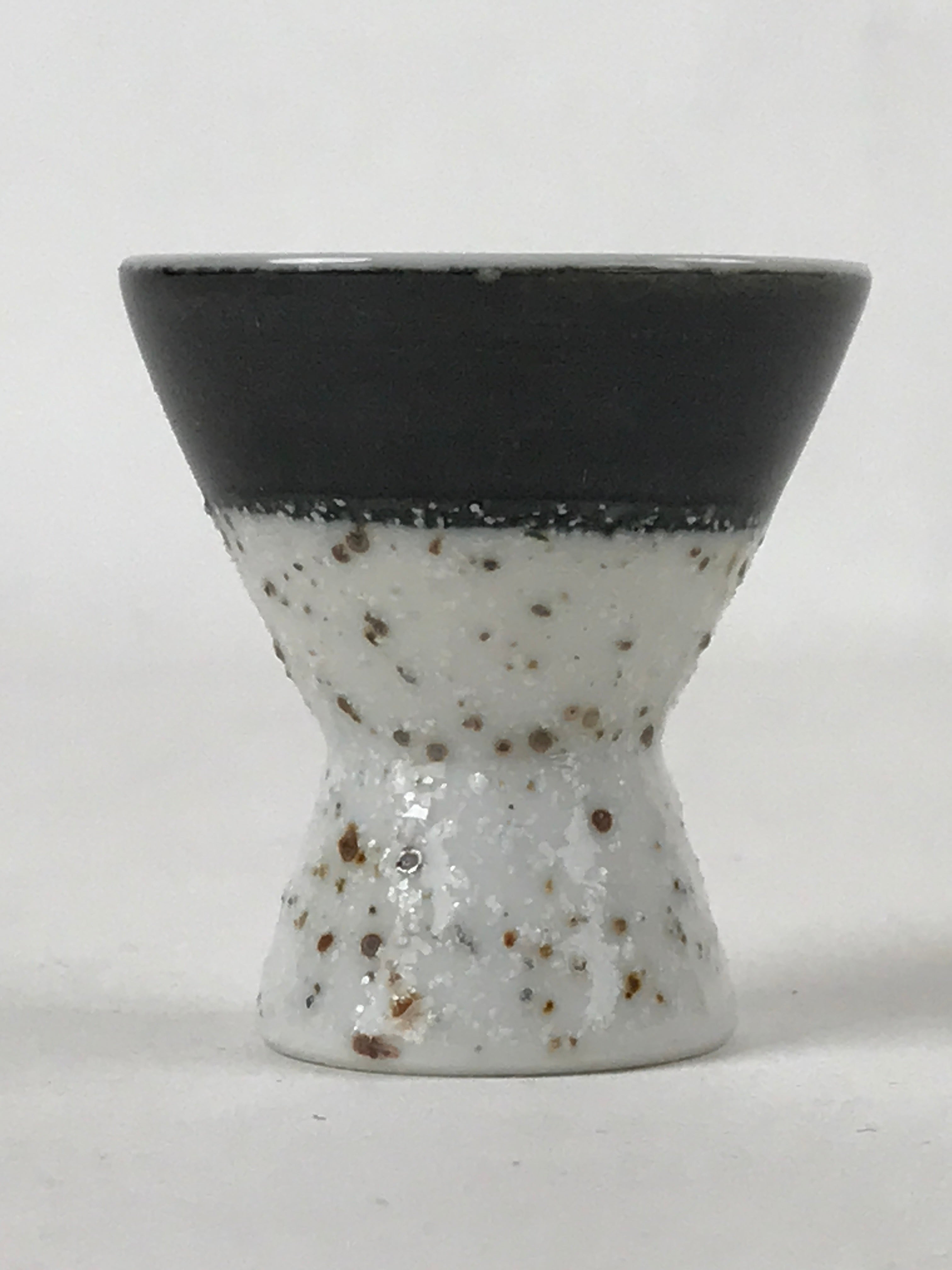 Japanese Porcelain Sake Cup Vtg Rappa Ochoko Guinomi Green Brown Speckle G120