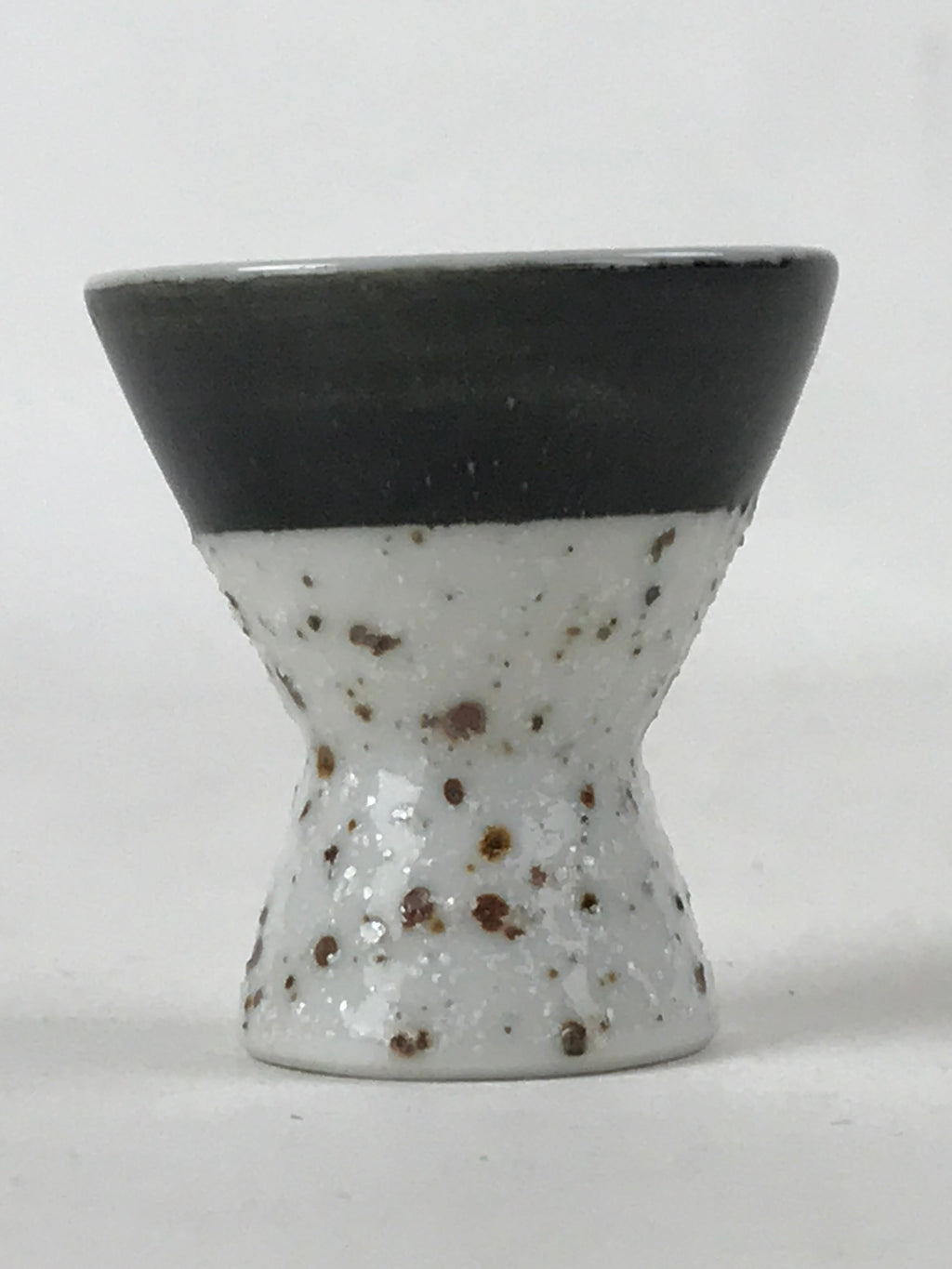 Japanese Porcelain Sake Cup Vtg Rappa Ochoko Guinomi Green Brown Speckle G120