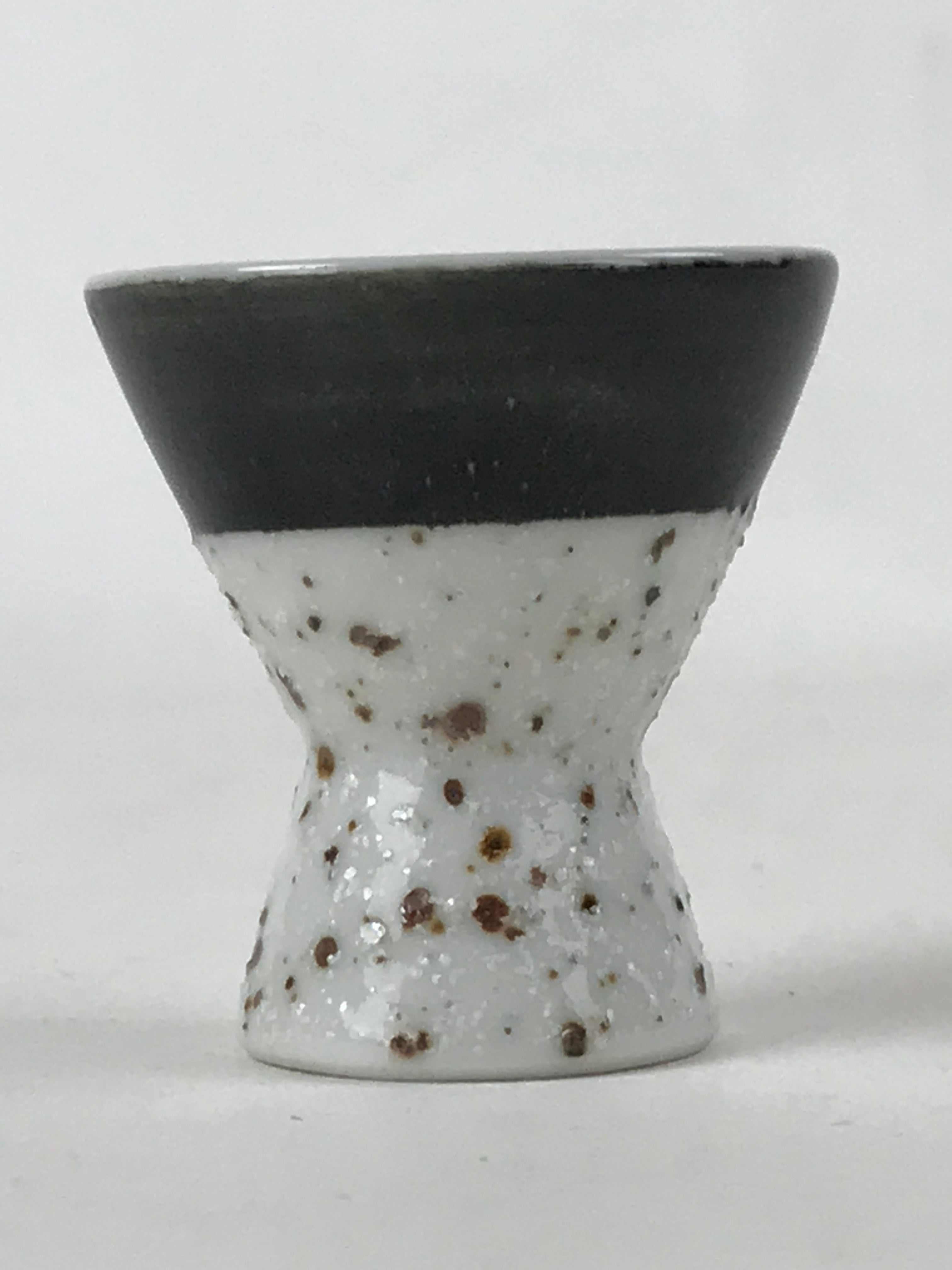 Japanese Porcelain Sake Cup Vtg Rappa Ochoko Guinomi Green Brown Speckle G120