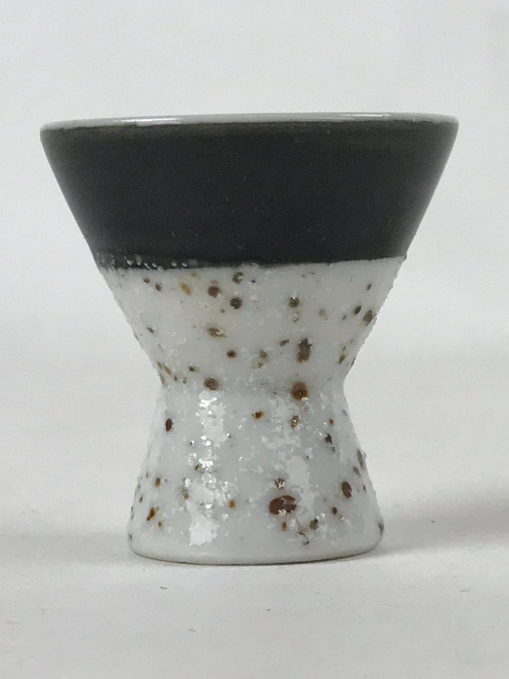 Japanese Porcelain Sake Cup Vtg Rappa Ochoko Guinomi Green Brown Speckle G120