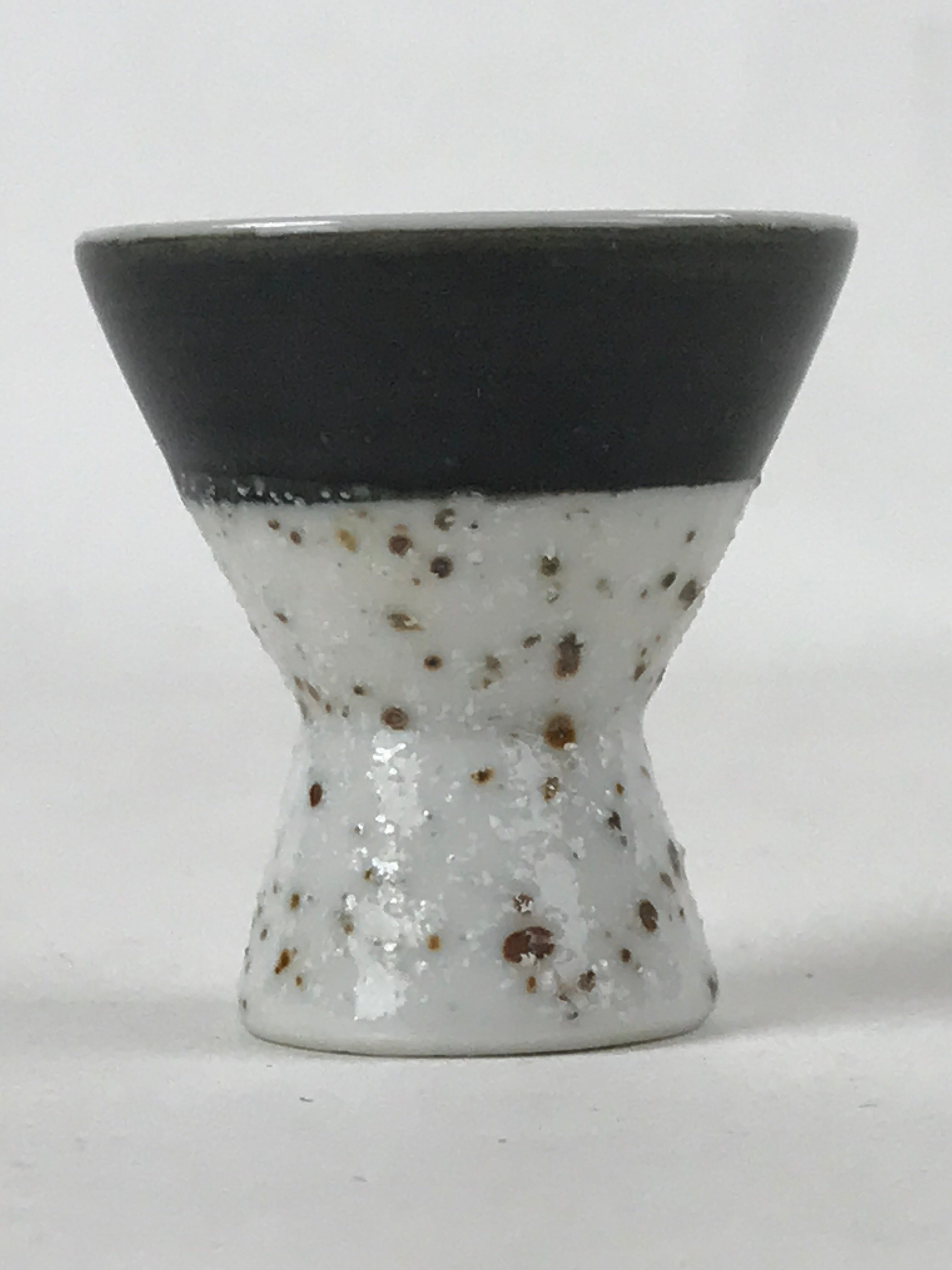 Japanese Porcelain Sake Cup Vtg Rappa Ochoko Guinomi Green Brown Speckle G120