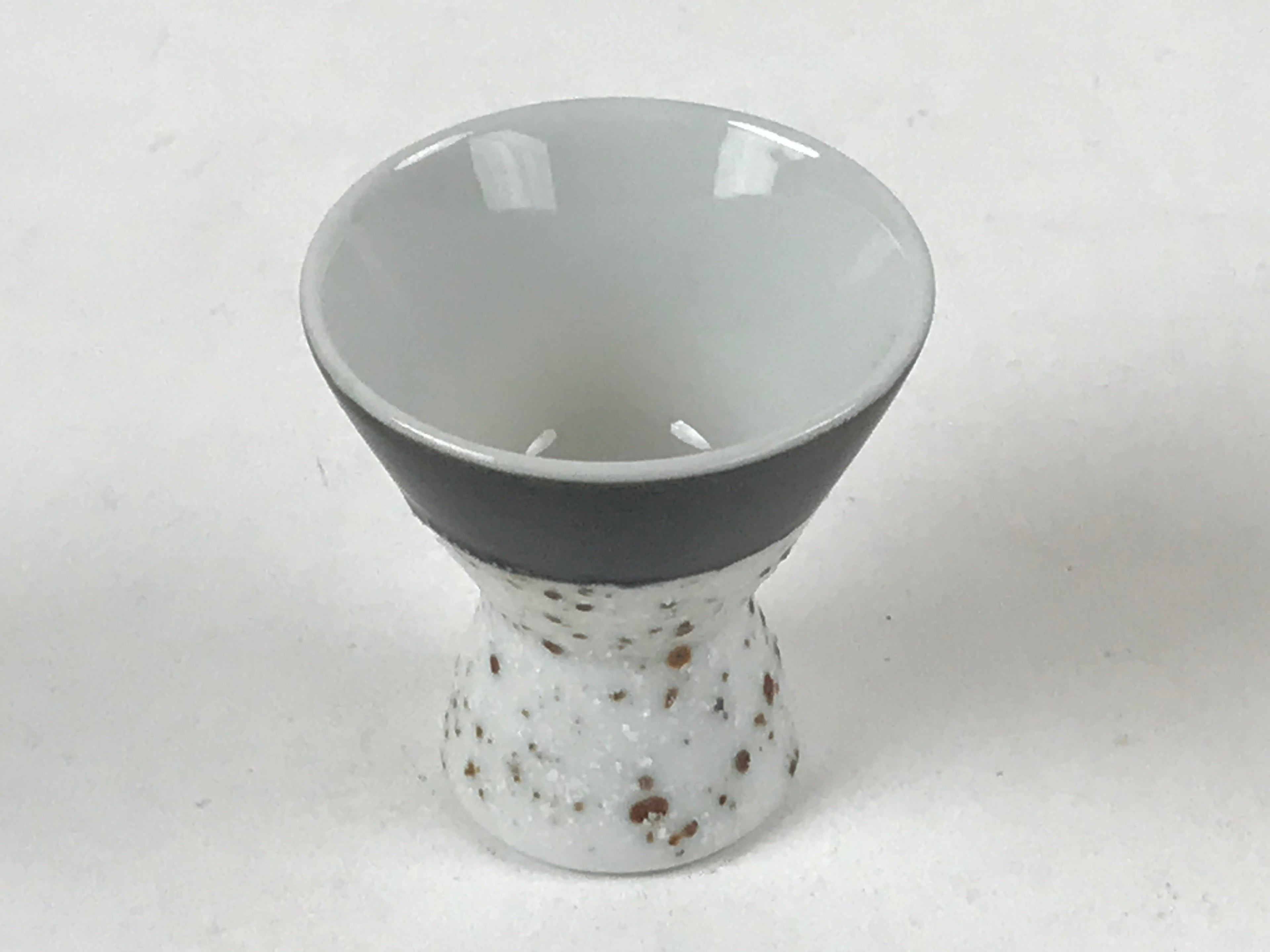 Japanese Porcelain Sake Cup Vtg Rappa Ochoko Guinomi Green Brown Speckle G120
