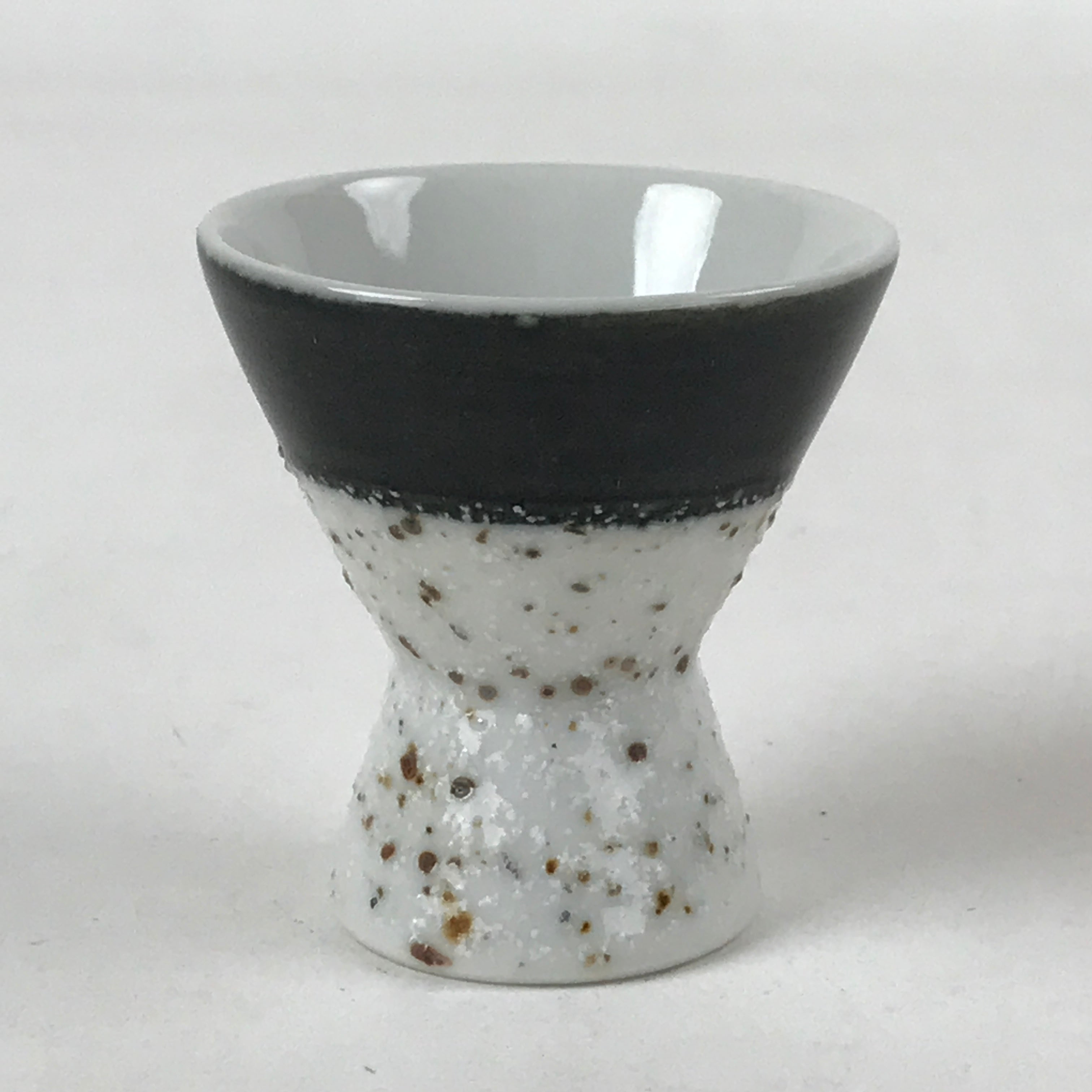 Japanese Porcelain Sake Cup Vtg Rappa Ochoko Guinomi Green Brown Speckle G120