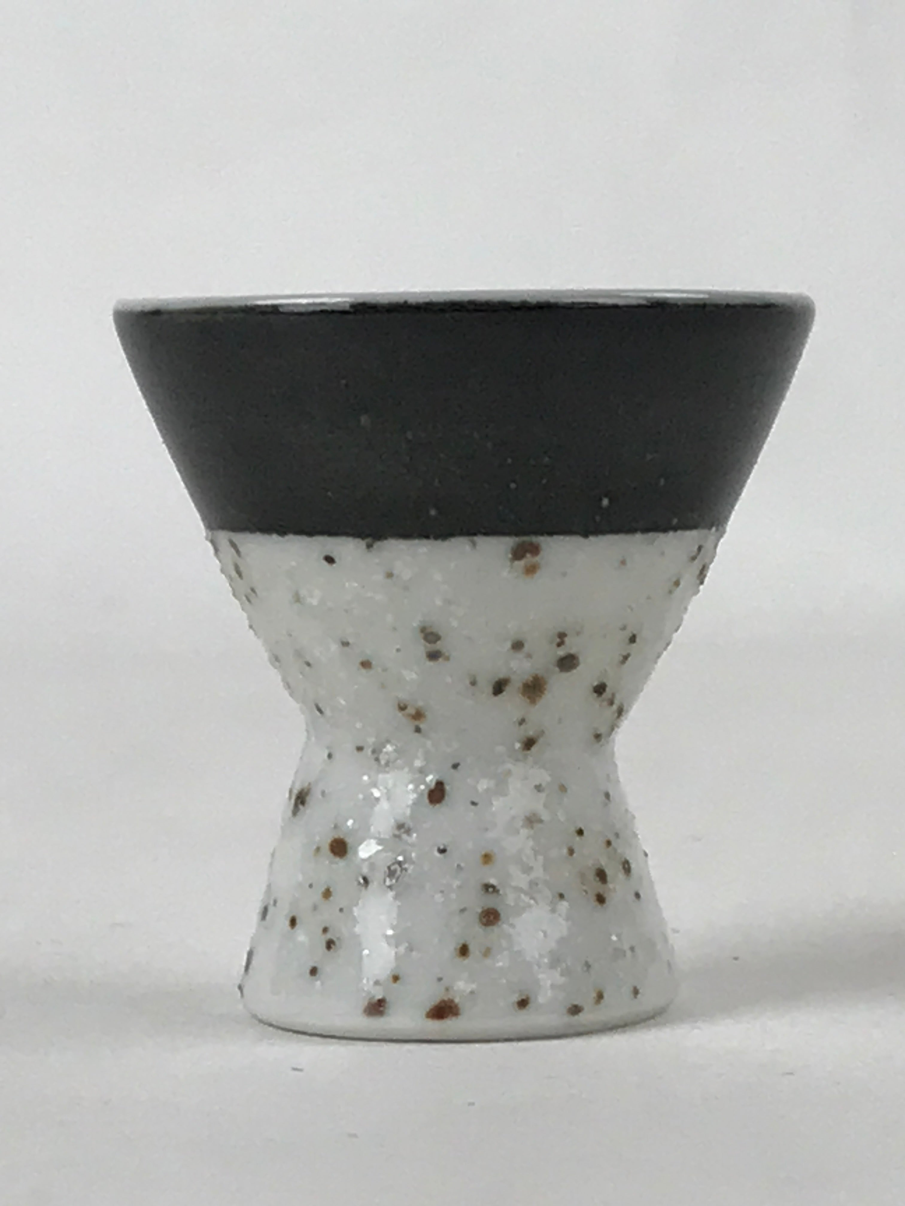 Japanese Porcelain Sake Cup Vtg Rappa Ochoko Guinomi Green Brown Speckle G121