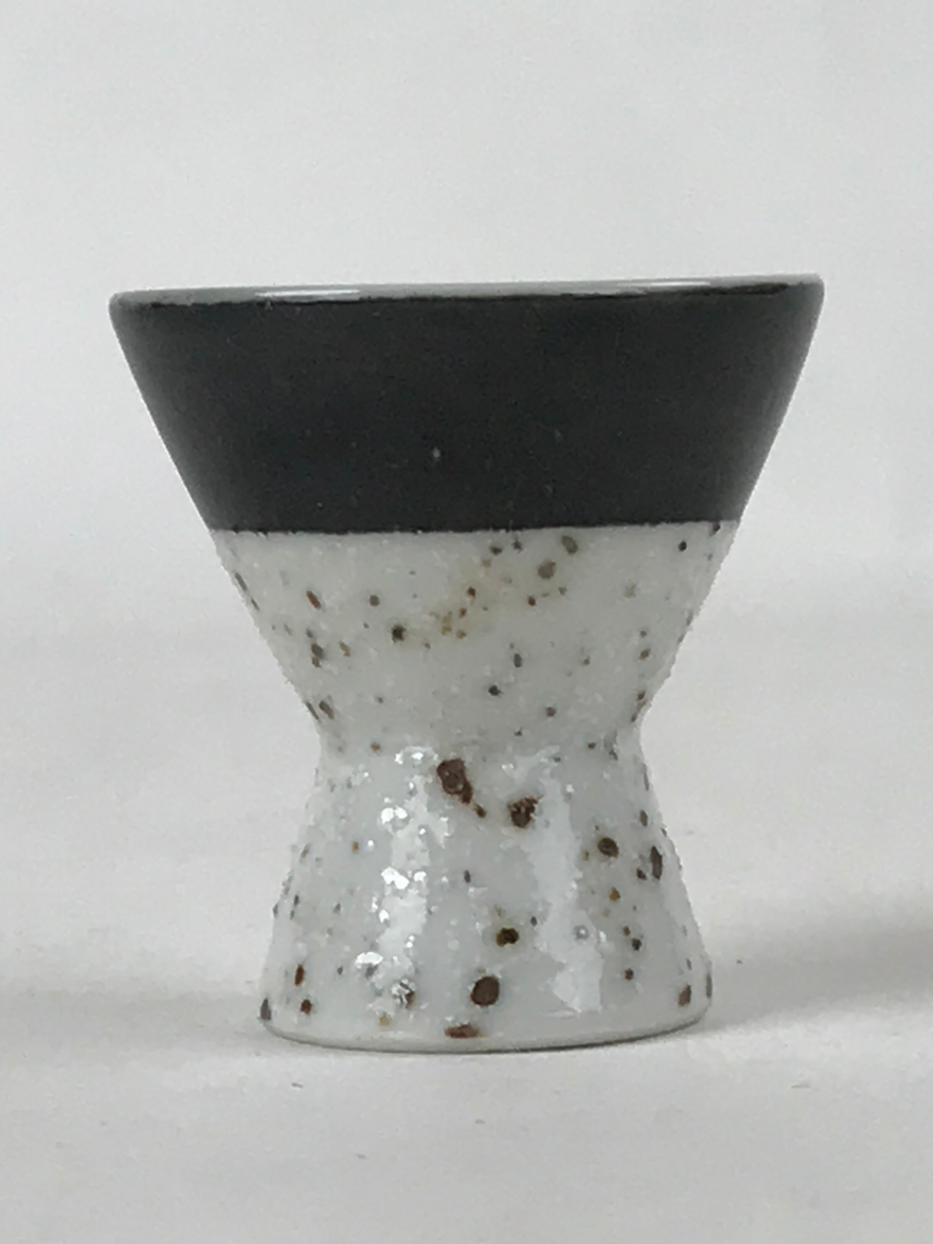 Japanese Porcelain Sake Cup Vtg Rappa Ochoko Guinomi Green Brown Speckle G121