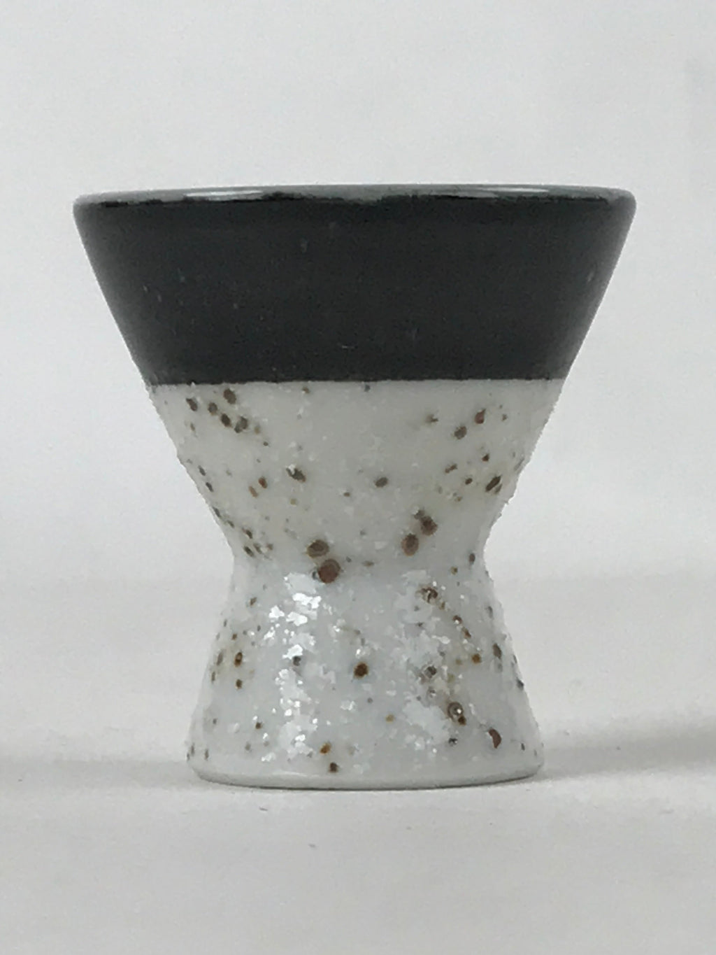 Japanese Porcelain Sake Cup Vtg Rappa Ochoko Guinomi Green Brown Speckle G121