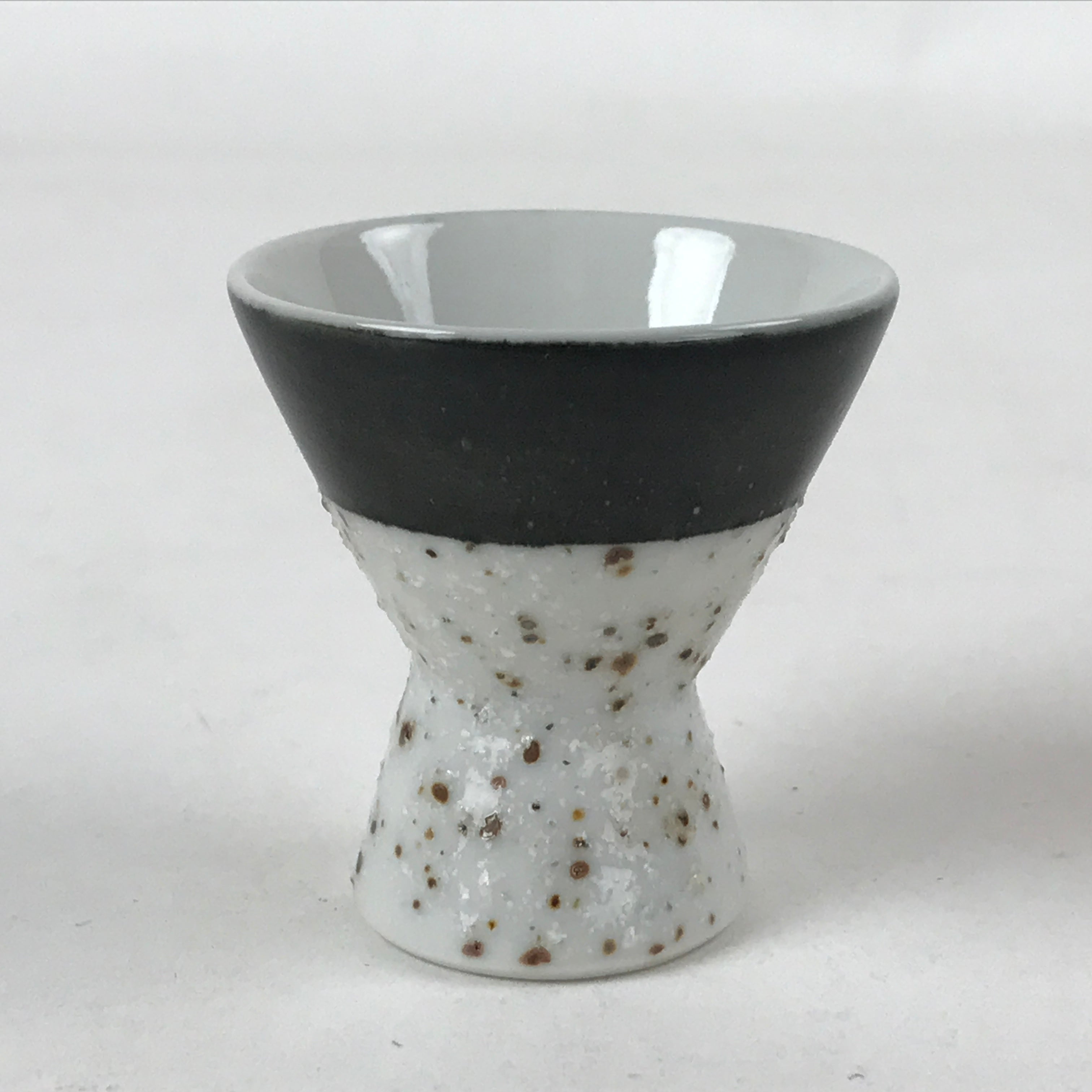 Japanese Porcelain Sake Cup Vtg Rappa Ochoko Guinomi Green Brown Speckle G121