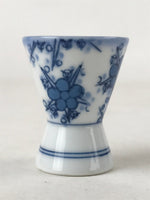 Japanese Porcelain Sake Cup Vtg Rappa Ochoko Guinomi Plum Blossom Blue G146