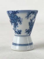 Japanese Porcelain Sake Cup Vtg Rappa Ochoko Guinomi Plum Blossom Blue G146