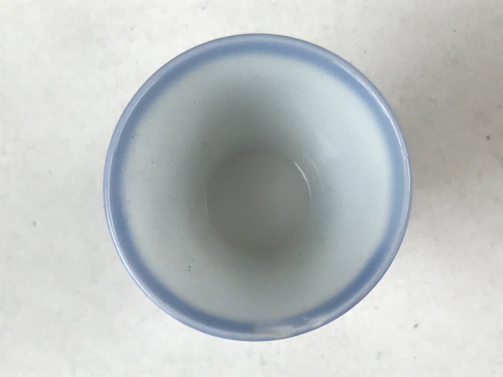 Japanese Porcelain Sake Cup Vtg Rappa Ochoko Guinomi Plum Blossom Blue G146