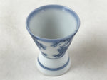 Japanese Porcelain Sake Cup Vtg Rappa Ochoko Guinomi Plum Blossom Blue G146