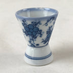 Japanese Porcelain Sake Cup Vtg Rappa Ochoko Guinomi Plum Blossom Blue G146