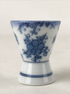 Japanese Porcelain Sake Cup Vtg Rappa Ochoko Guinomi Plum Blossom Blue G147