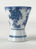 Japanese Porcelain Sake Cup Vtg Rappa Ochoko Guinomi Plum Blossom Blue G147