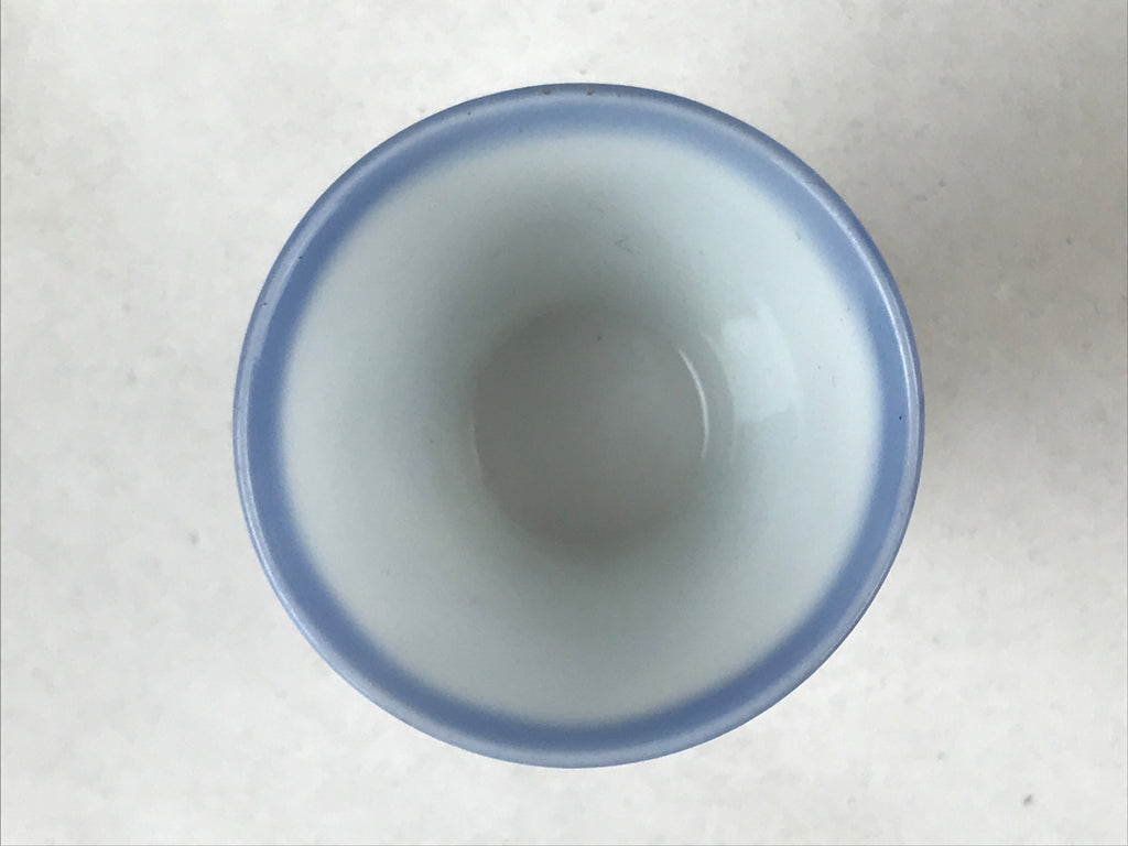 Japanese Porcelain Sake Cup Vtg Rappa Ochoko Guinomi Plum Blossom Blue G147