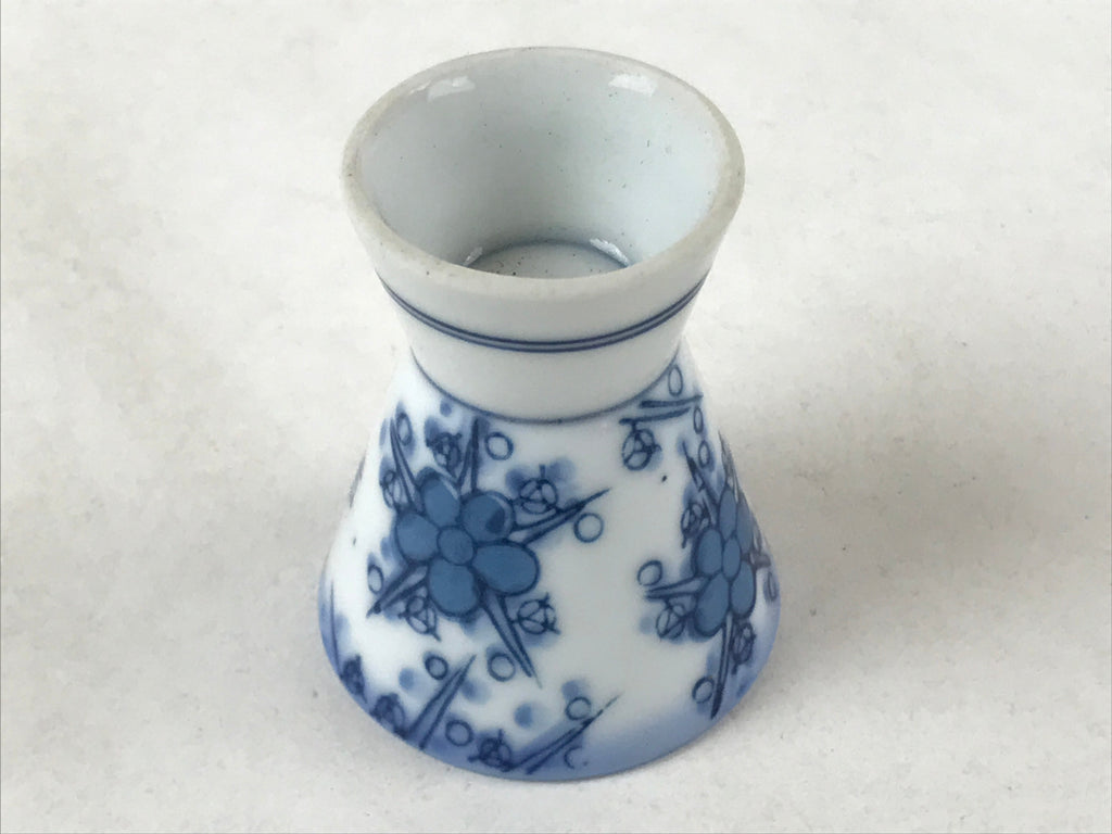 Japanese Porcelain Sake Cup Vtg Rappa Ochoko Guinomi Plum Blossom Blue G147
