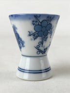 Japanese Porcelain Sake Cup Vtg Rappa Ochoko Guinomi Plum Blossom Blue G148