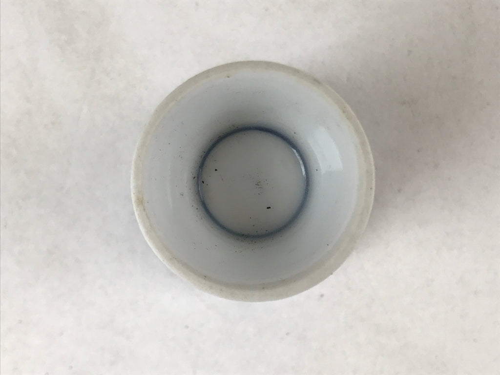 Japanese Porcelain Sake Cup Vtg Rappa Ochoko Guinomi Plum Blossom Blue G148