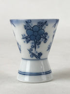 Japanese Porcelain Sake Cup Vtg Rappa Ochoko Guinomi Plum Blossom Blue G149