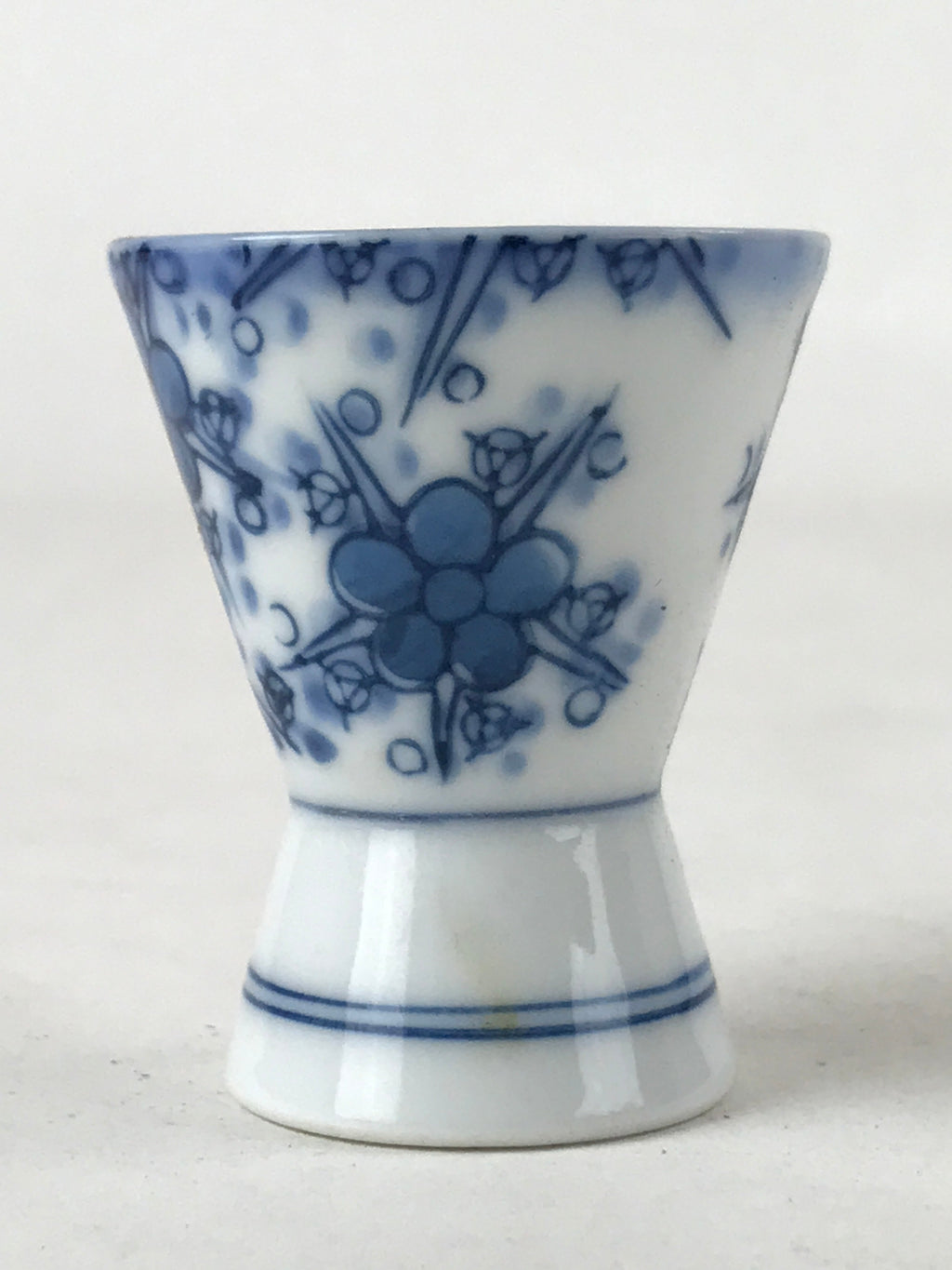 Japanese Porcelain Sake Cup Vtg Rappa Ochoko Guinomi Plum Blossom Blue G149