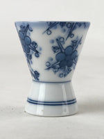 Japanese Porcelain Sake Cup Vtg Rappa Ochoko Guinomi Plum Blossom Blue G149
