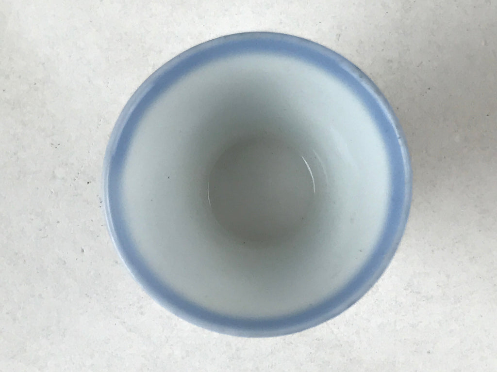 Japanese Porcelain Sake Cup Vtg Rappa Ochoko Guinomi Plum Blossom Blue G149