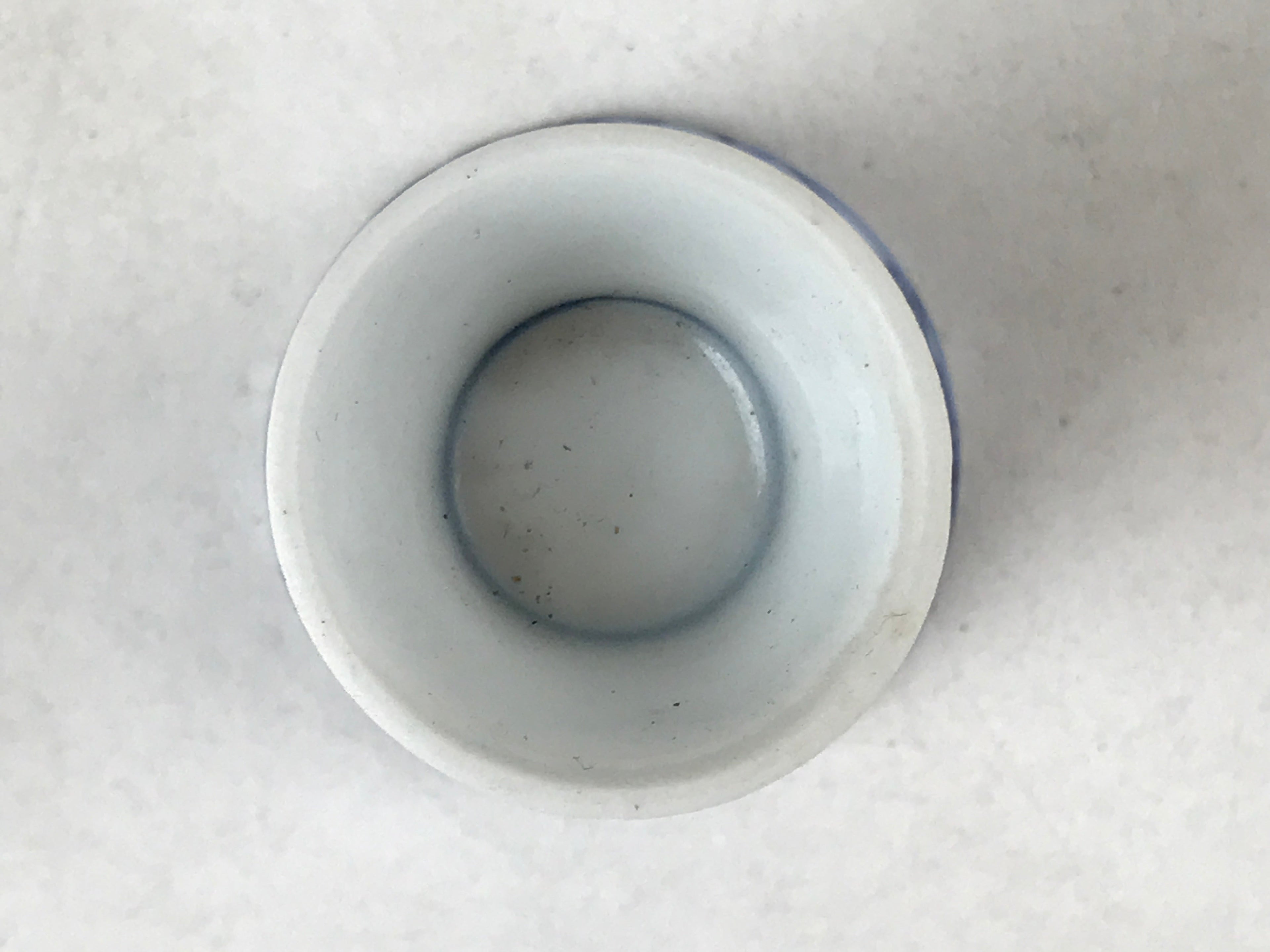 Japanese Porcelain Sake Cup Vtg Rappa Ochoko Guinomi Plum Blossom Blue G149