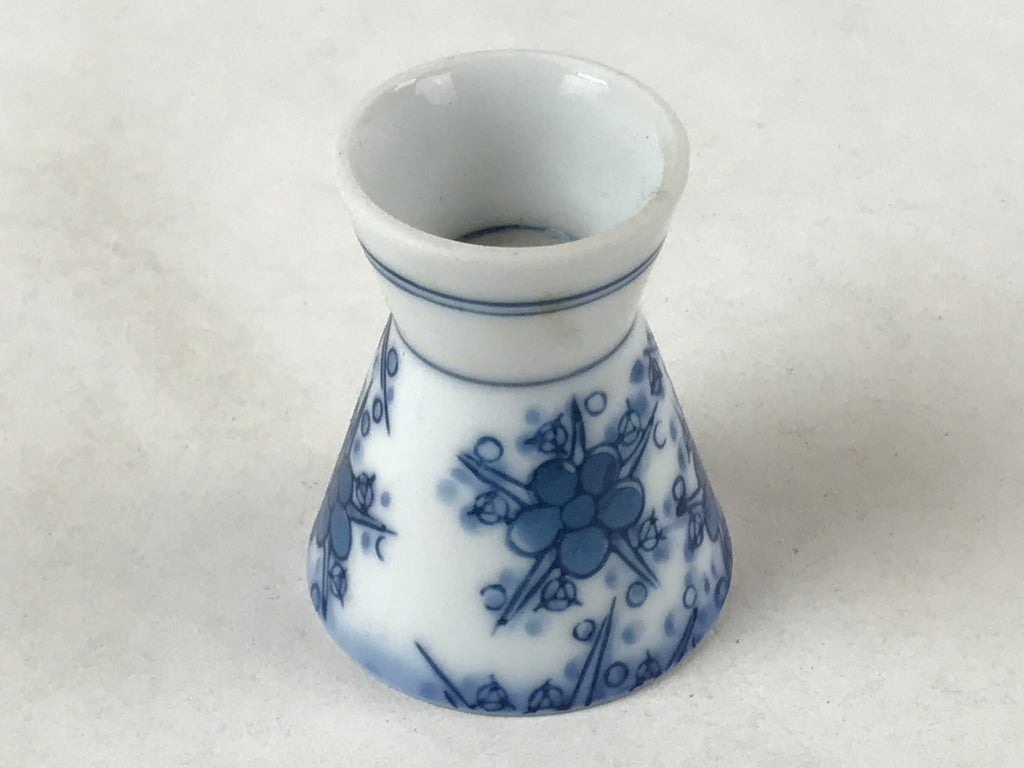 Japanese Porcelain Sake Cup Vtg Rappa Ochoko Guinomi Plum Blossom Blue G149