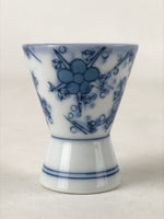 Japanese Porcelain Sake Cup Vtg Rappa Ochoko Guinomi Plum Blossom Blue G150