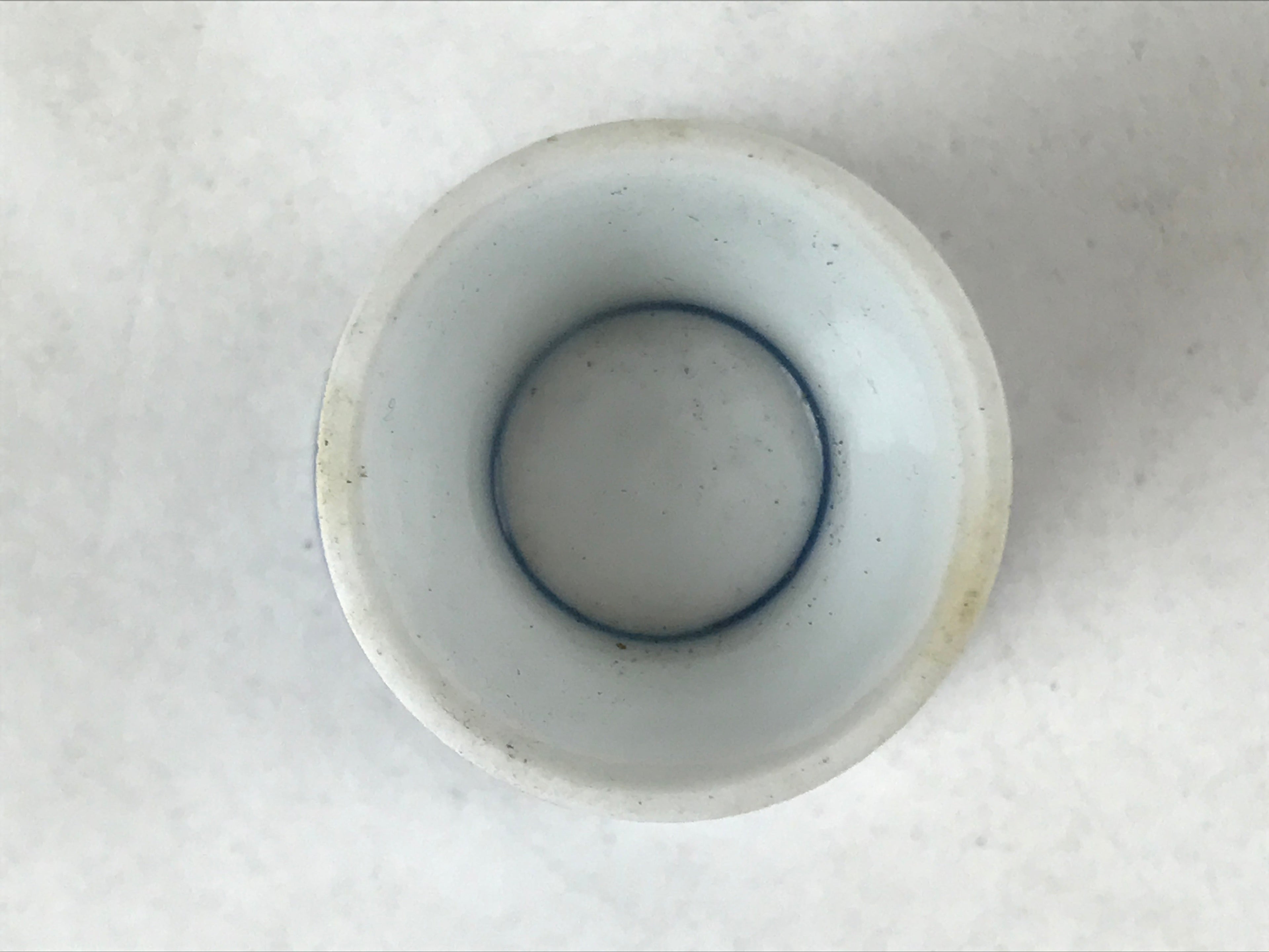 Japanese Porcelain Sake Cup Vtg Rappa Ochoko Guinomi Plum Blossom Blue G150