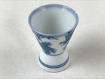 Japanese Porcelain Sake Cup Vtg Rappa Ochoko Guinomi Plum Blossom Blue G150