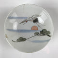 Japanese Porcelain Sake Cup Vtg Sakazuki Guinomi Crane Sunrise Pine White G192