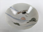 Japanese Porcelain Sake Cup Vtg Sakazuki Guinomi Crane Sunrise Pine White G197