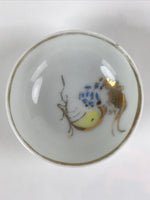 Japanese Porcelain Sake Cup Vtg Sakazuki Guinomi Minogame Turtle White Gold G217