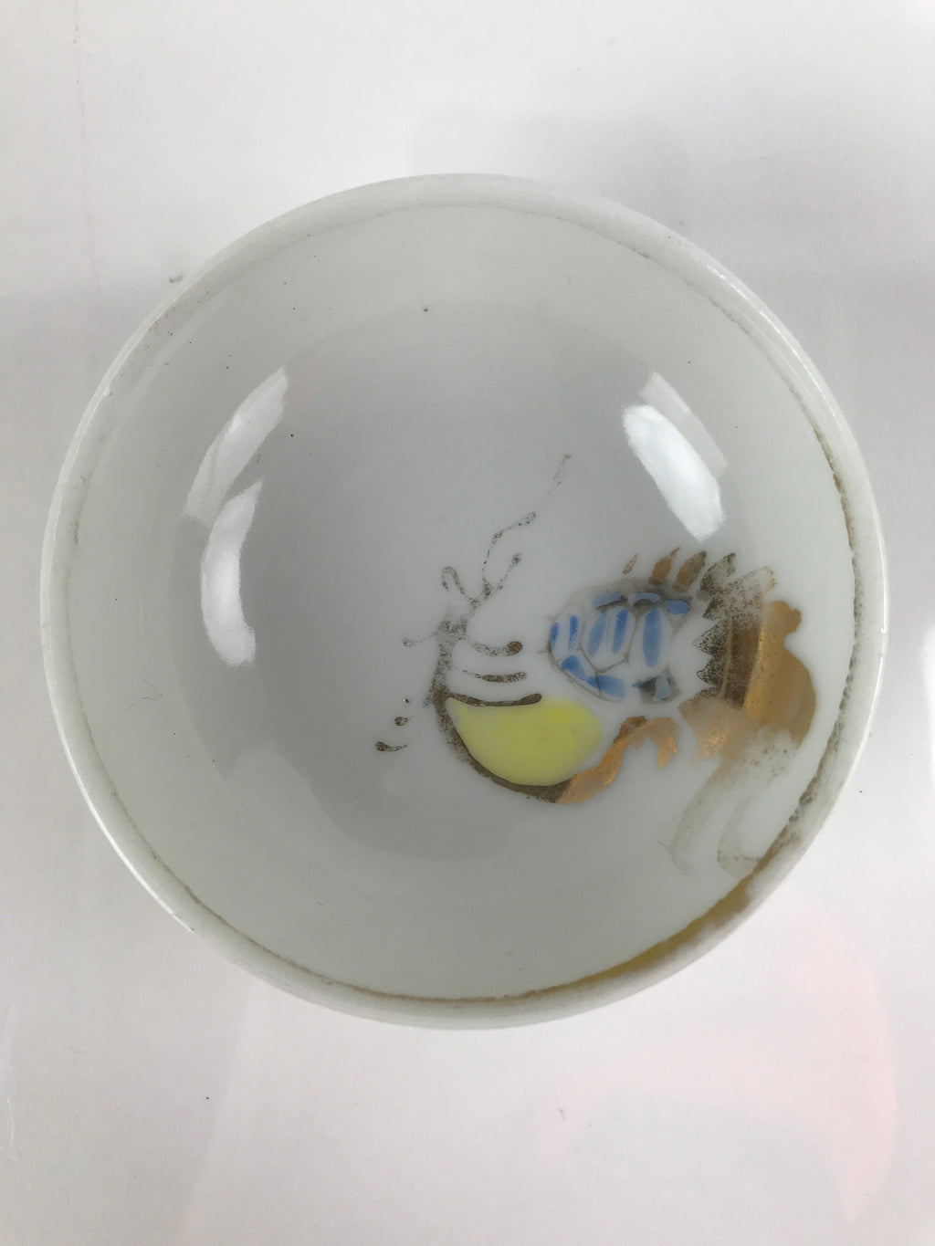 Japanese Porcelain Sake Cup Vtg Sakazuki Guinomi Minogame Turtle White Gold G252