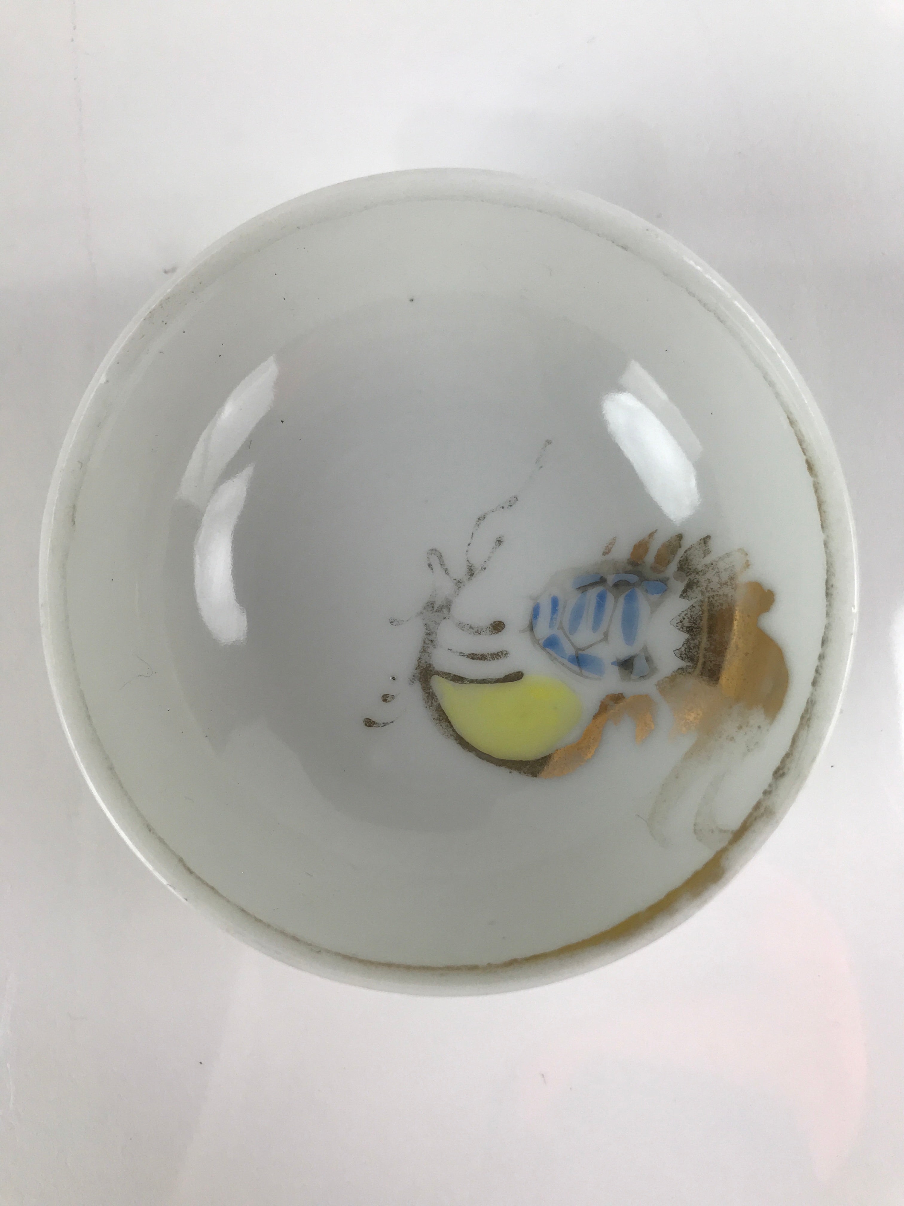 Japanese Porcelain Sake Cup Vtg Sakazuki Guinomi Minogame Turtle White Gold G252