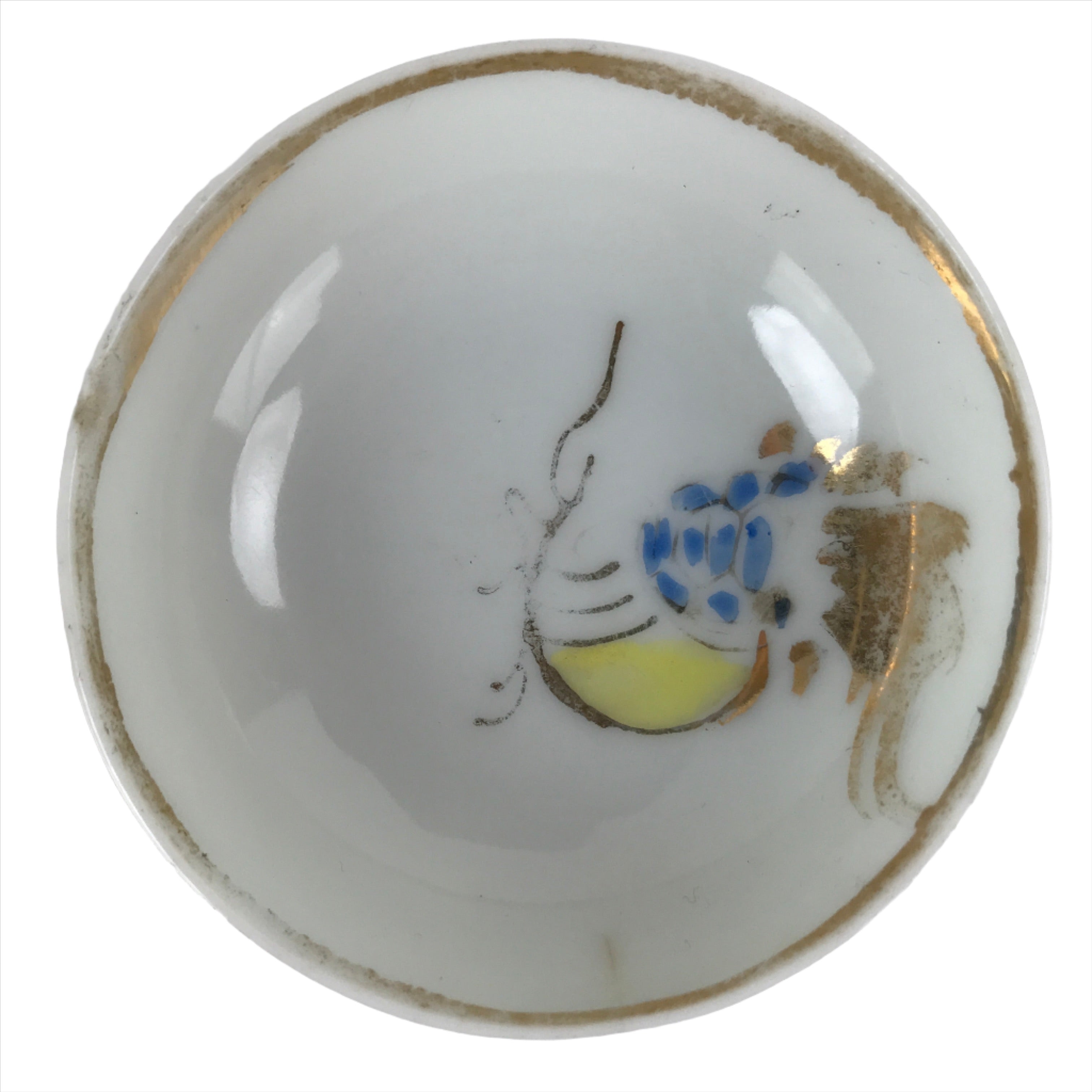 Japanese Porcelain Sake Cup Vtg Sakazuki Guinomi Minogame Turtle White Gold G254