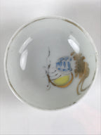 Japanese Porcelain Sake Cup Vtg Sakazuki Guinomi Minogame Turtle White Gold G255